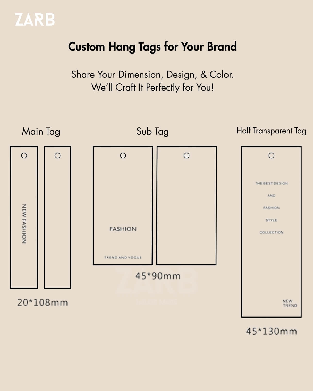 Custom Hang Tags Set (3-Piece) - Personalized Brand Tags with Logo & Design - Any Size, Shape & Color