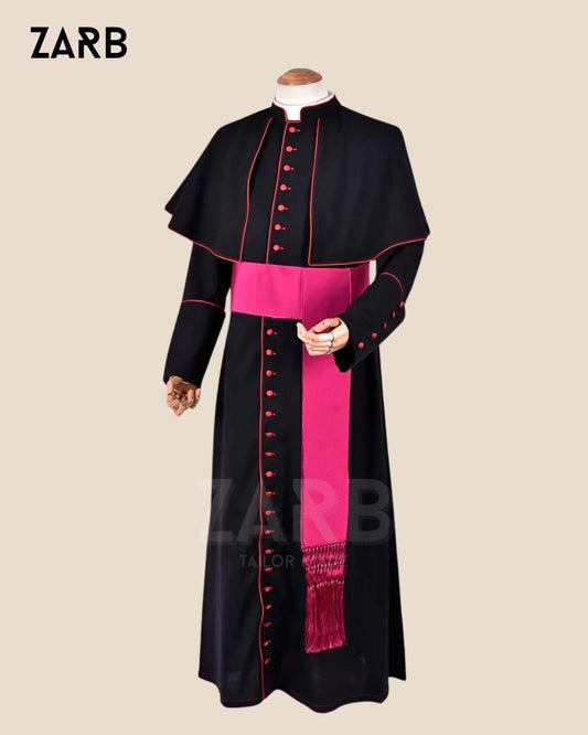 Black robe with fascia sash on a mannequin