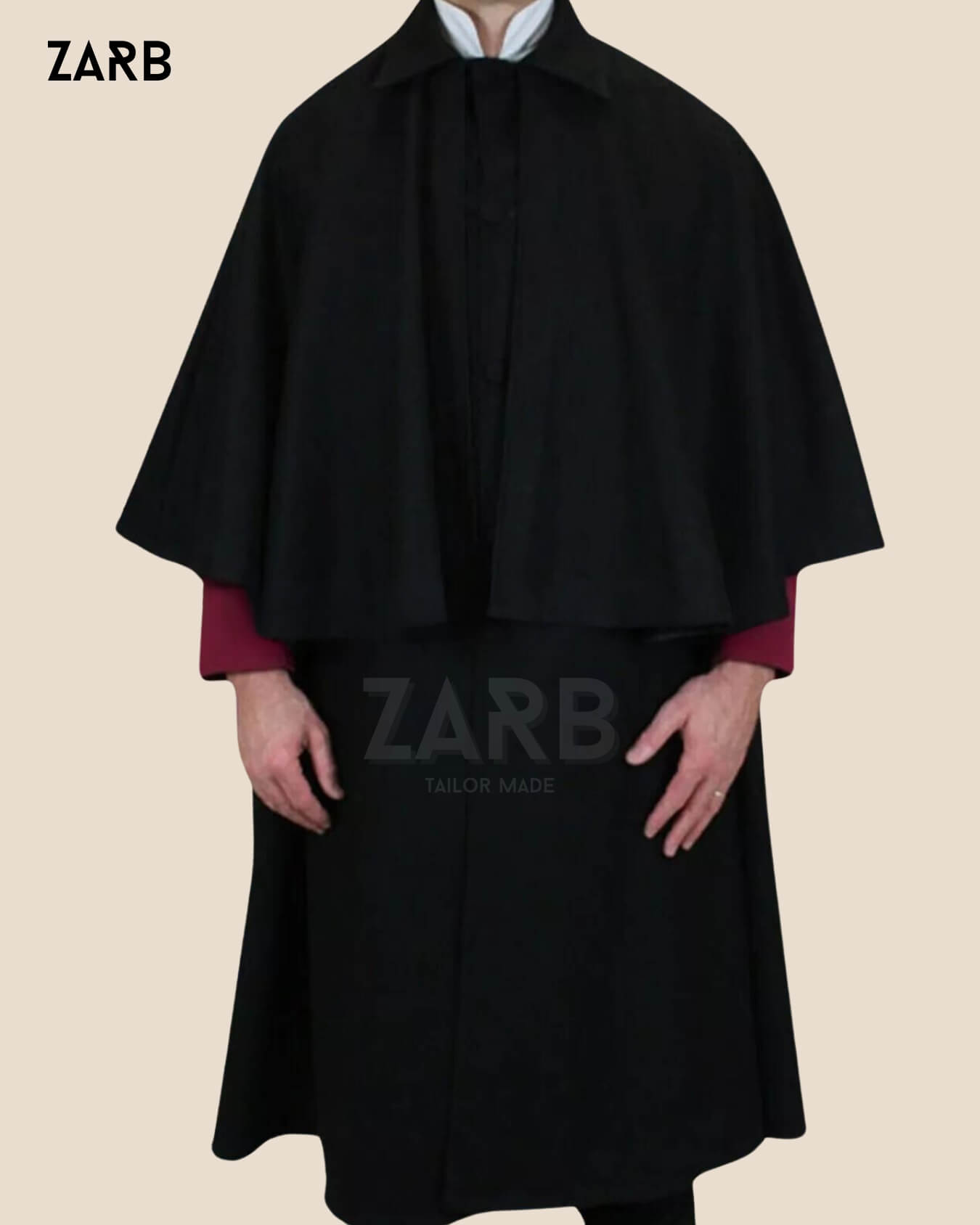Black Wool Victorian Cloak for Men – Detective Cape Coat – ZARB