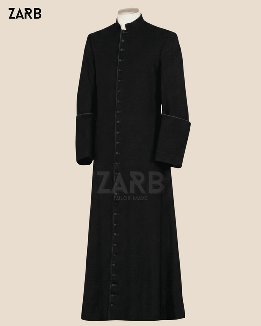 Black Roman Cassock with Sash – Catholic Priest Soutane, Traditional Clergy Robe, 33 Button Church Vestment | Bespoke Tailored ZARB Officials