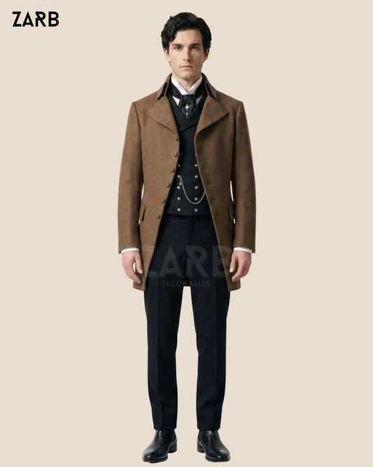 Brown Regency Tailcoat for Men – Bridgerton Style Wool Frock Coat | Custom Tailored | Bespoke Tailored ZARB Officials