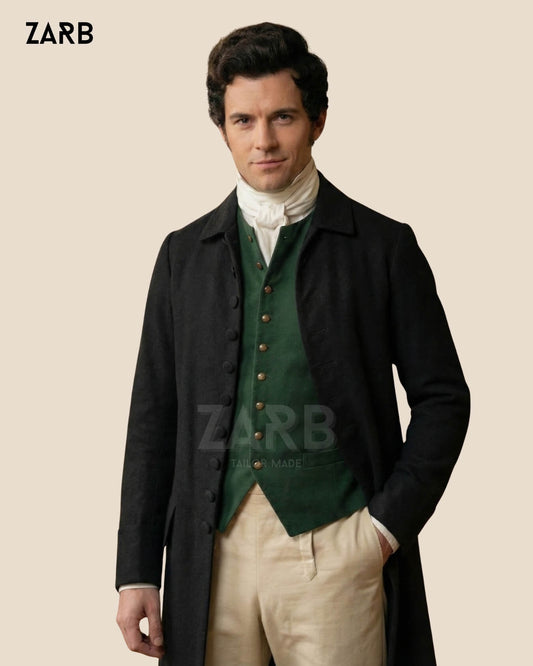 Men’s Black Frock Coat Regency Style | Bridgerton Inspired Long Coat | Bespoke Tailored ZARB Officials