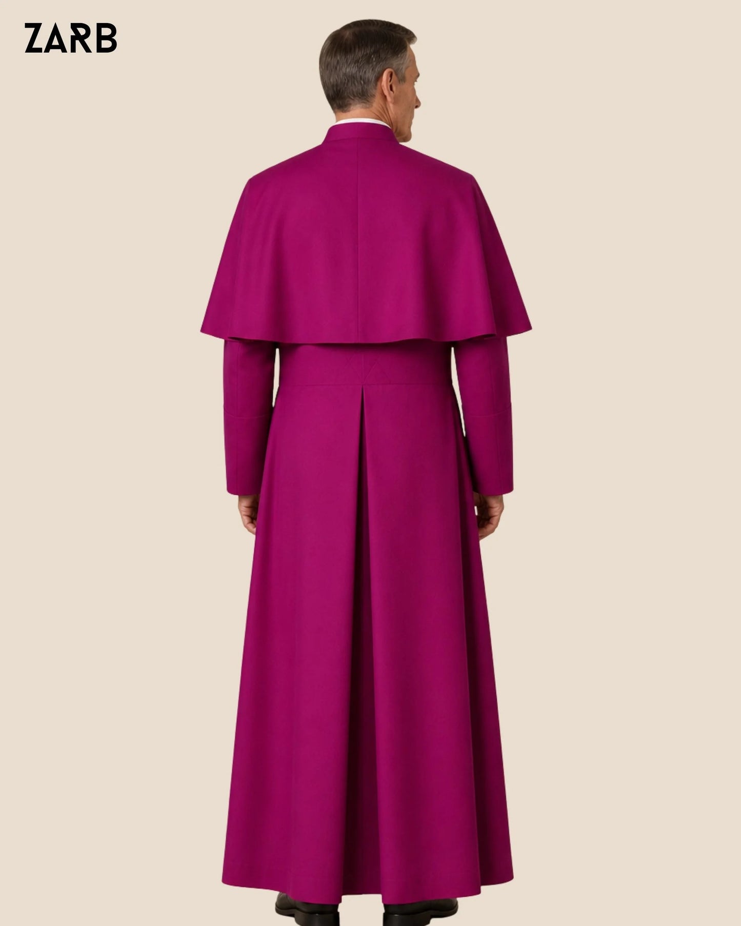Bishop choir dress cassock in fuchsia purple with matching shoulder cape