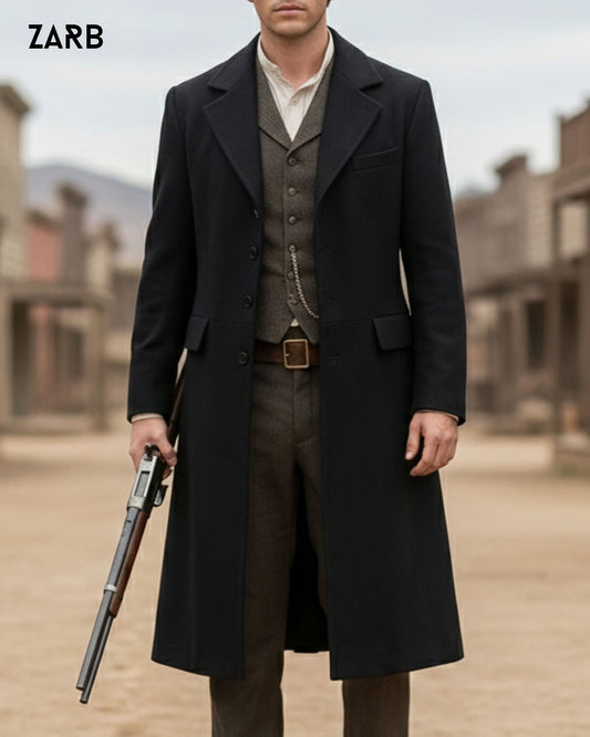 Black Wool Rifle Coat for Men – Old West Frock Coat