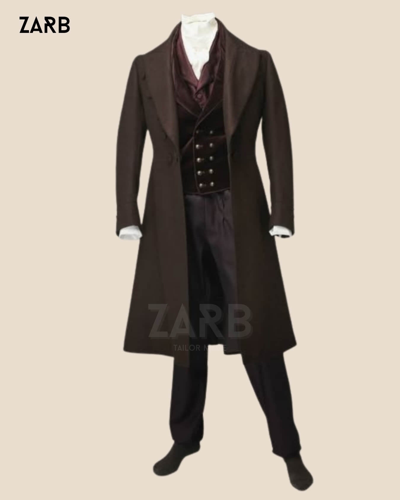 Brown Regency Frock Coat Bridgerton Style Costume