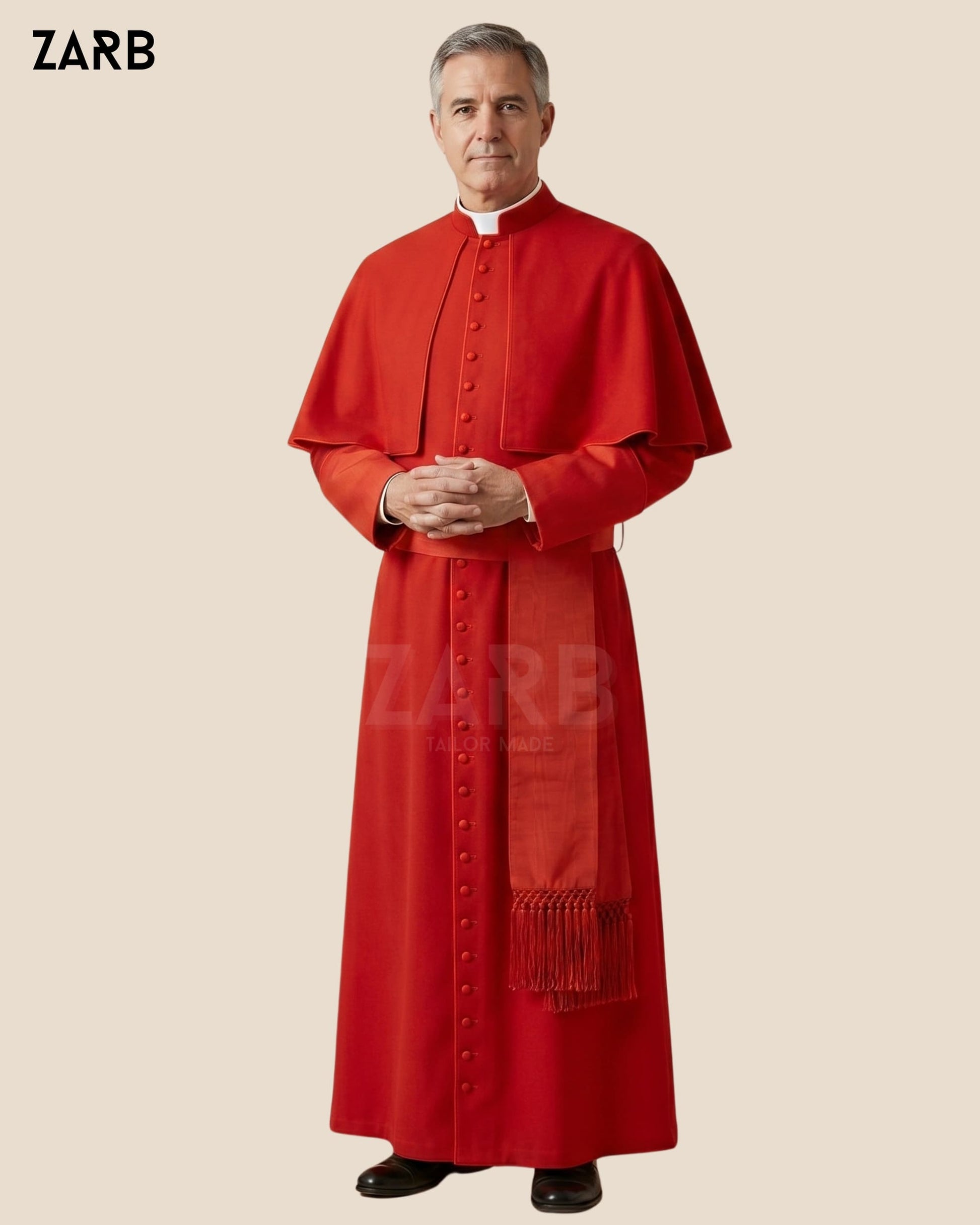 Cardinal Red Cassock with Pellegrina & Fascia