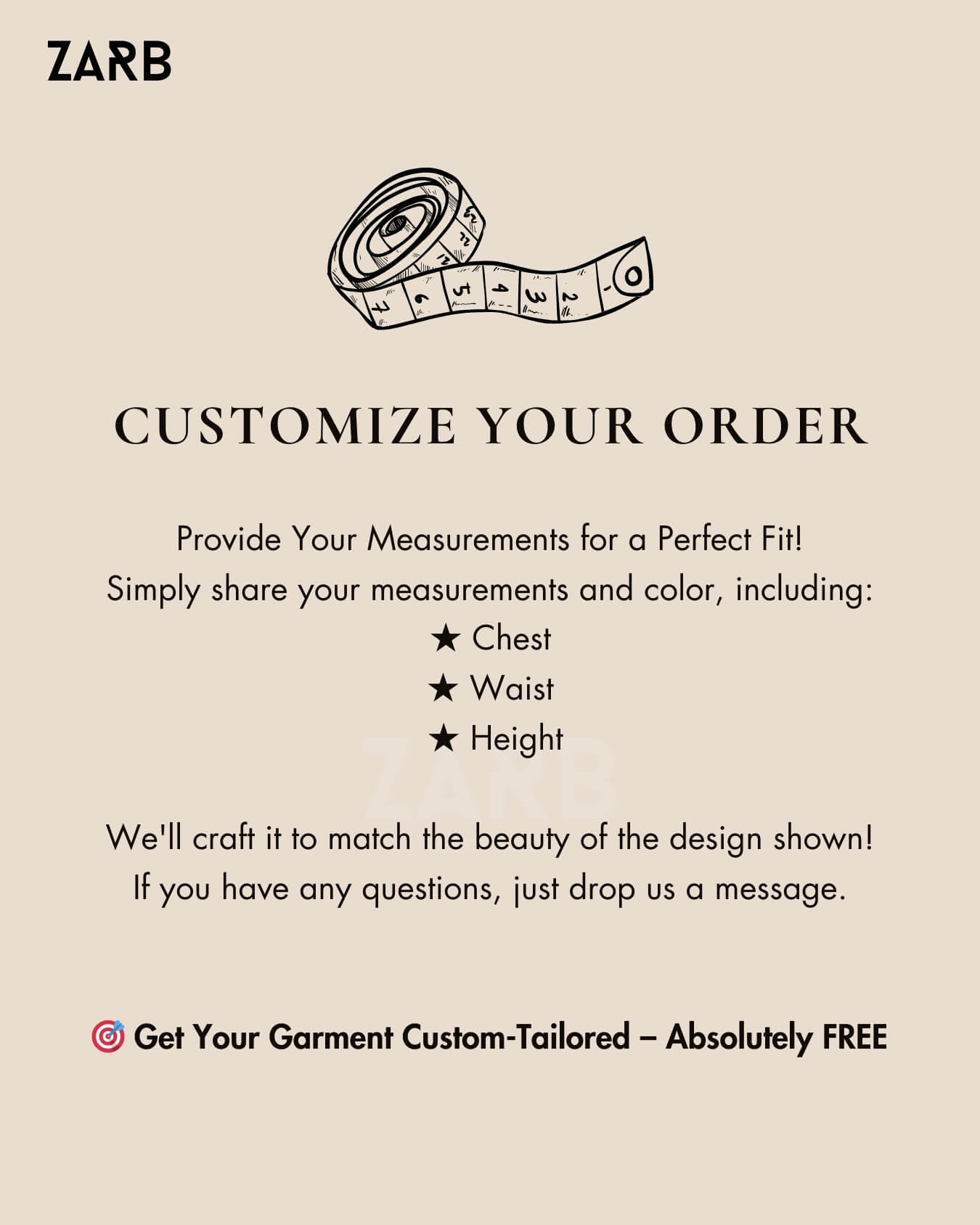 Custom Measurement Order Form  — ZARB Officials