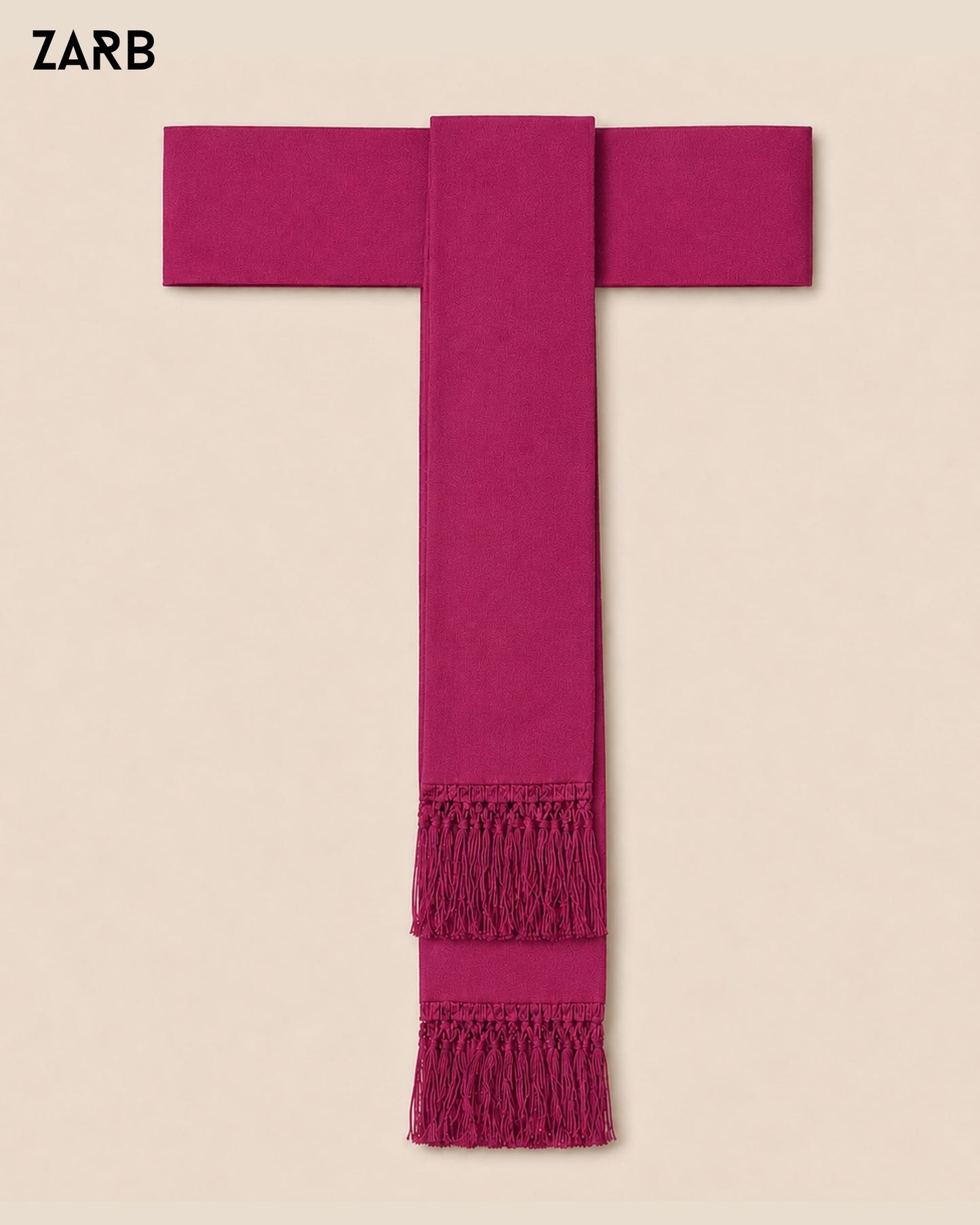 Fuchsia clergy fascia sash for bishop cassock with matching fringe and waist band