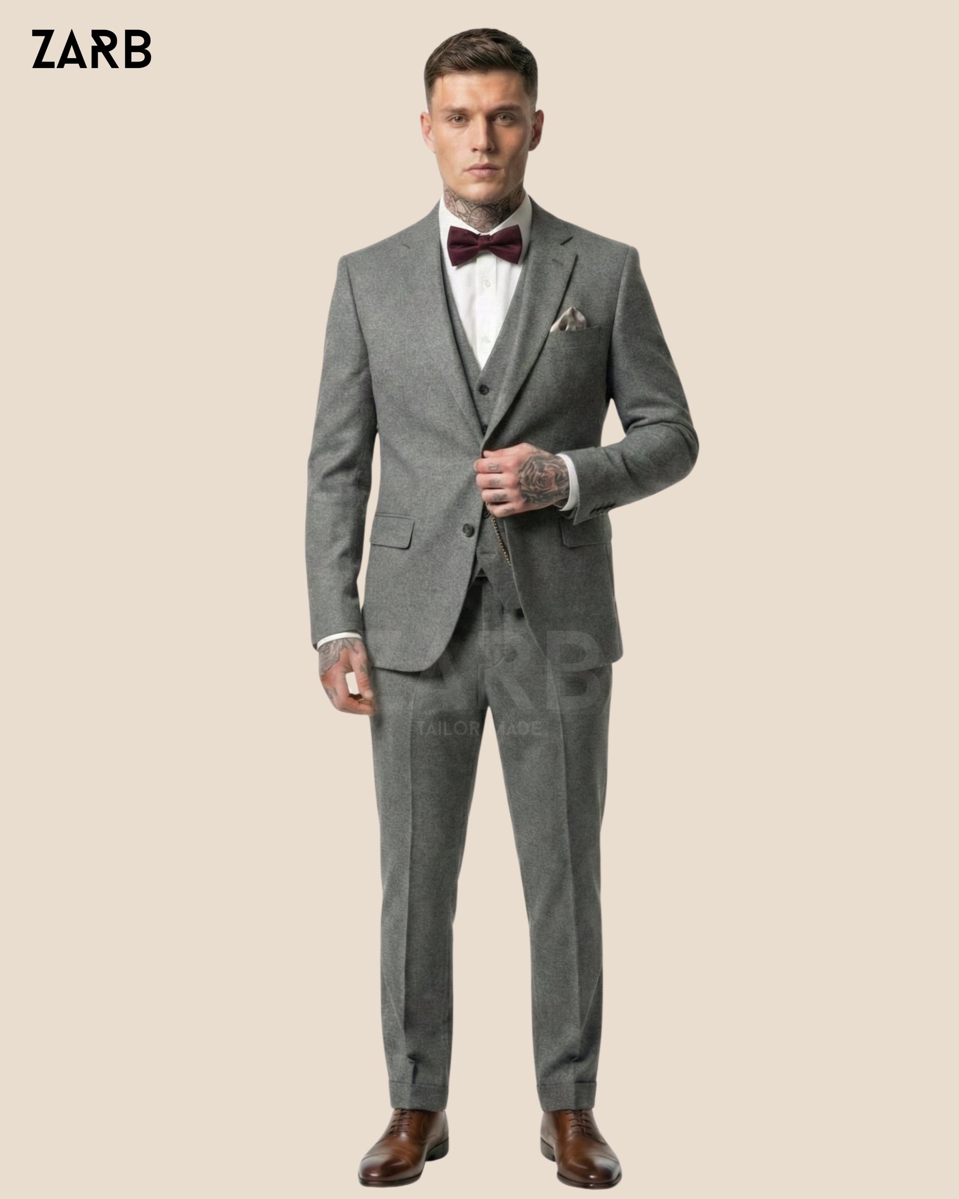 Gray peaky blinder 3 piece suit