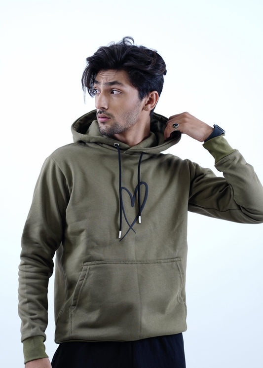 Olive Green Heart Hoodie