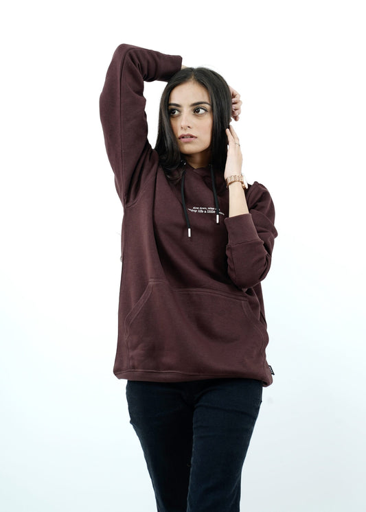 Slow Down Text Brown Hoodie