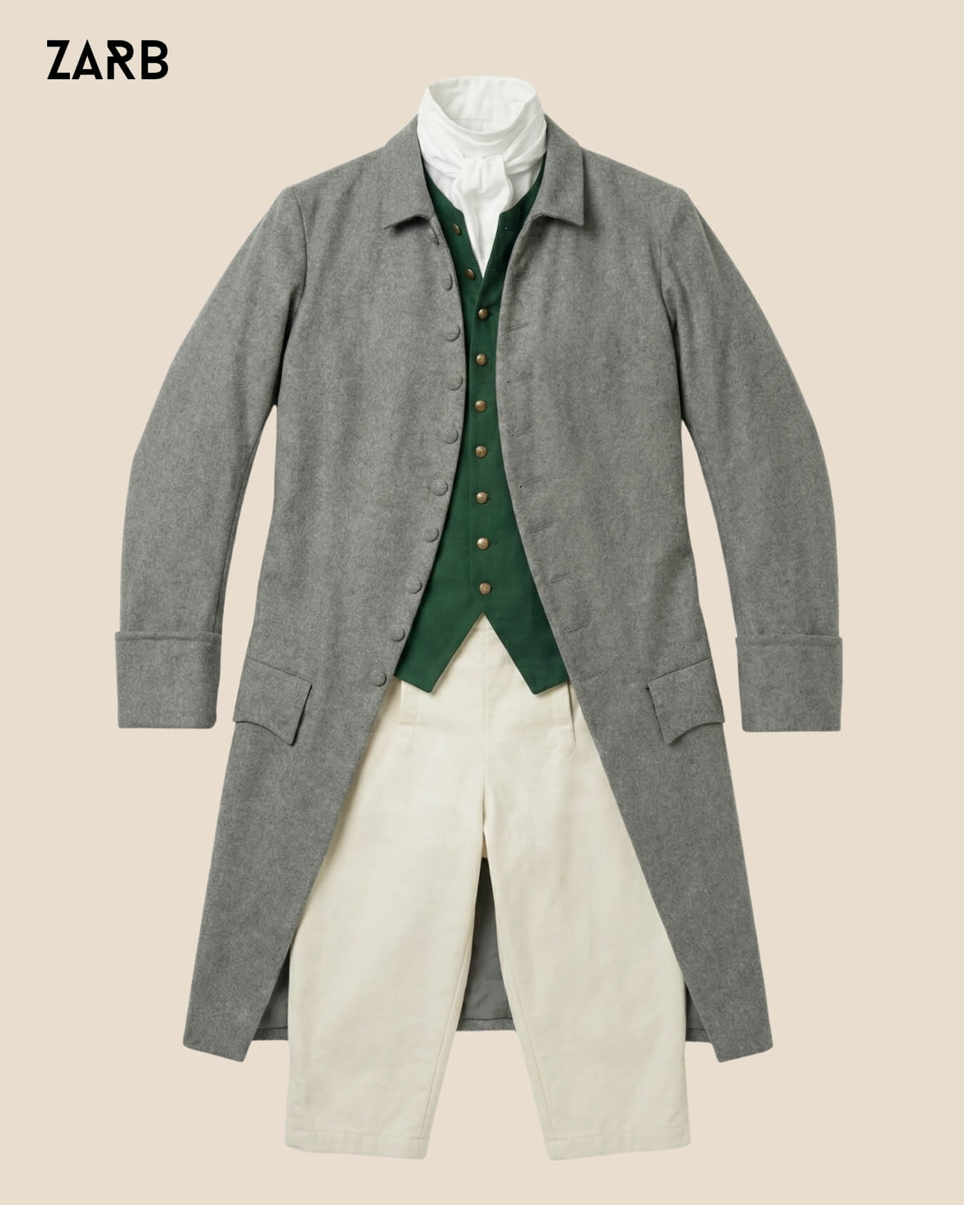 Men’s Gray Colonial Frock Coat Vintage Regency Historical Reenactment Jacket