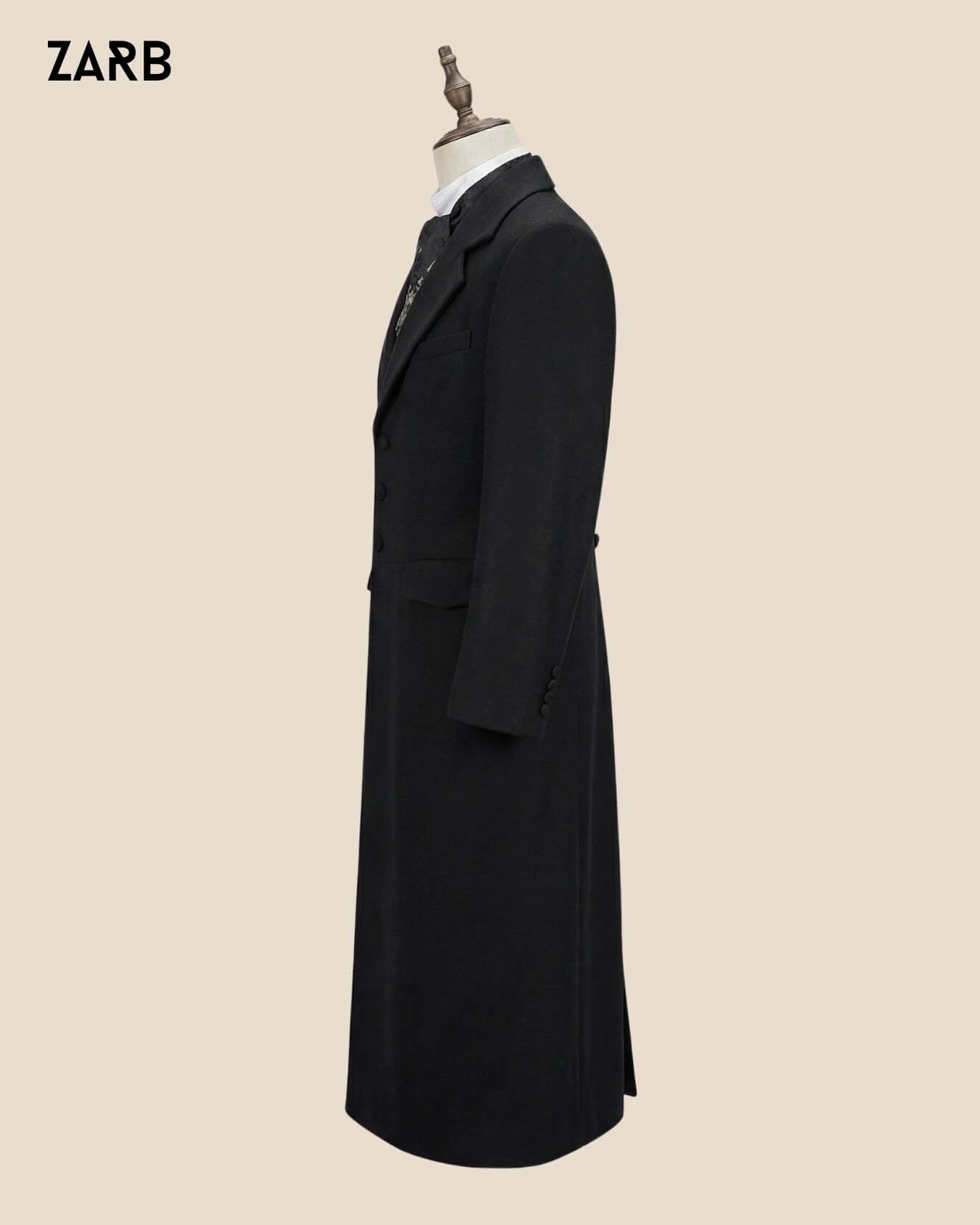 Tombstone-Style Black Wool Coat – Long Western Coat