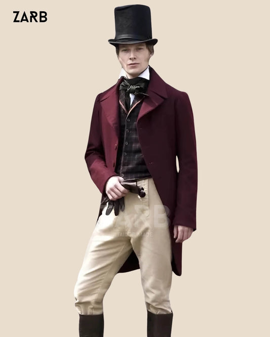 Victorian Burgundy Tailcoat | Regency Gentleman Formal Costume Coat