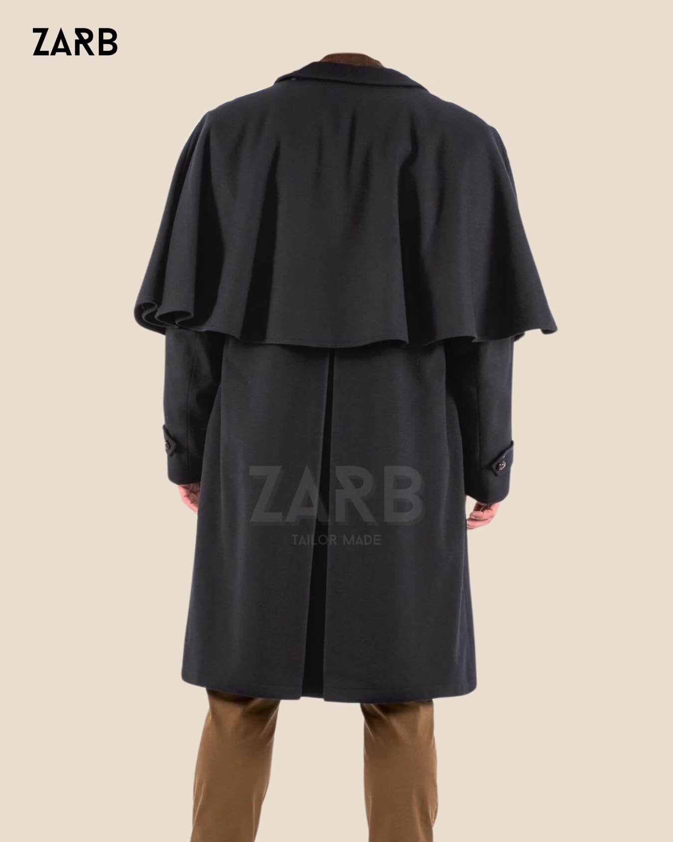 Black Inverness Cape Coat – Sherlock Holmes Style | Bespoke Tailored ZARB Officials