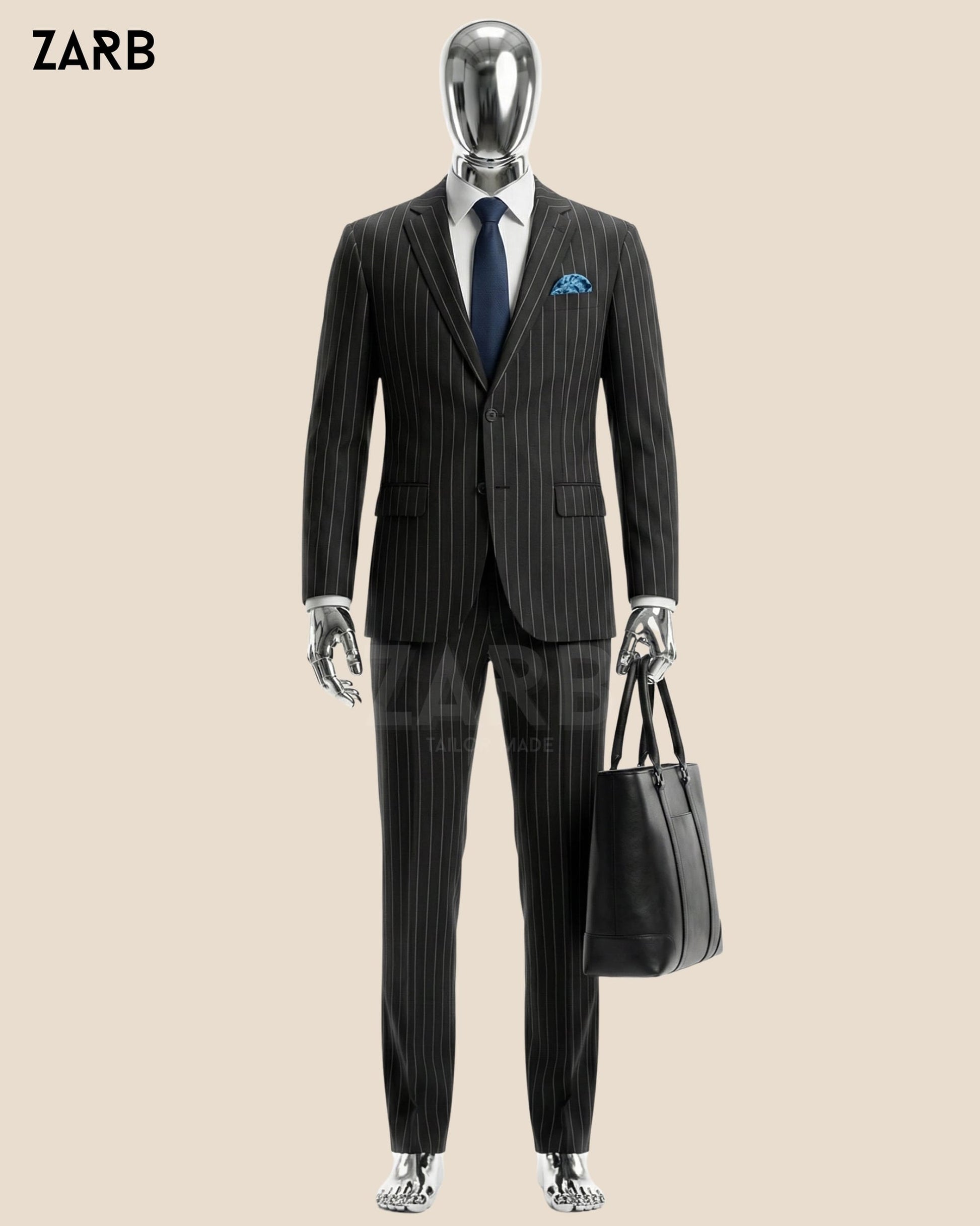 Black Pinstripe Suit for Men – Vintage 1920s Style Tailored Formal Suit | Bespoke Tailored ZARB Officials