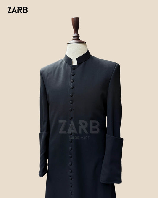 Black Roman Cassock – Custom Tailored Wool Blend Clergy Robe | Catholic & Anglican Vestment | Bespoke Tailored ZARB Officials