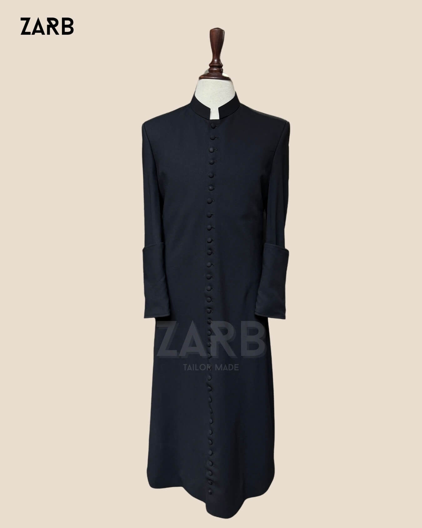 Black Roman Cassock – Custom Tailored Wool Blend Clergy Robe | Catholic & Anglican Vestment | Bespoke Tailored ZARB Officials