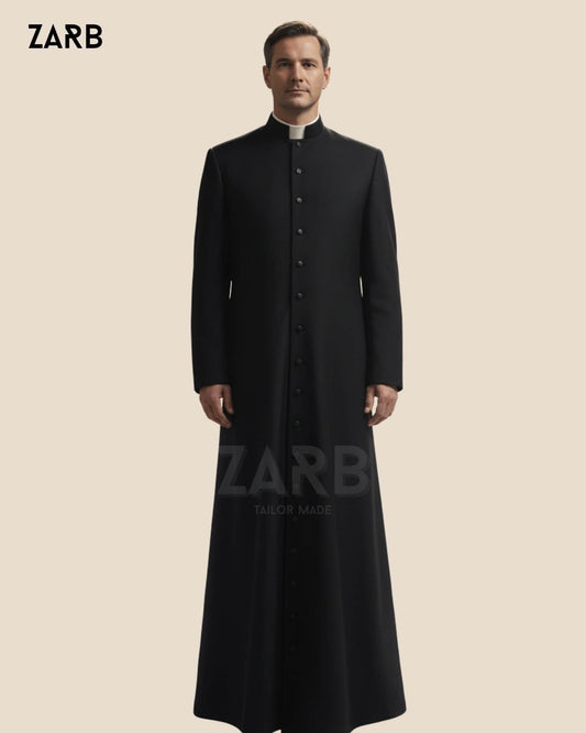Black Roman Cassock | Tailored Clergy Robe & Priest Vestment | Bespoke Tailored ZARB Officials