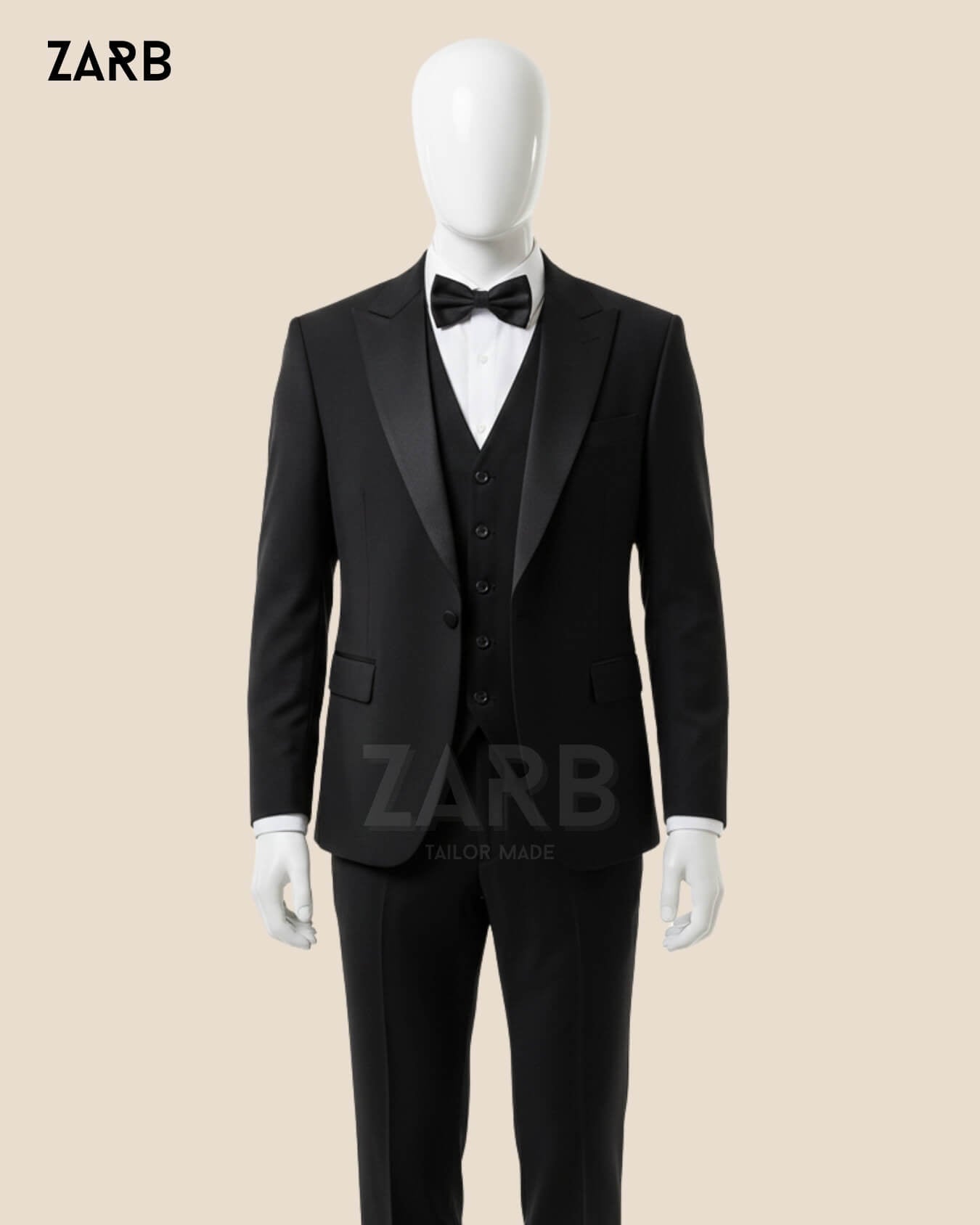 Black Tuxedo Suit for Men – Bespoke 3 Piece Custom Tailored | Bespoke Tailored ZARB Officials