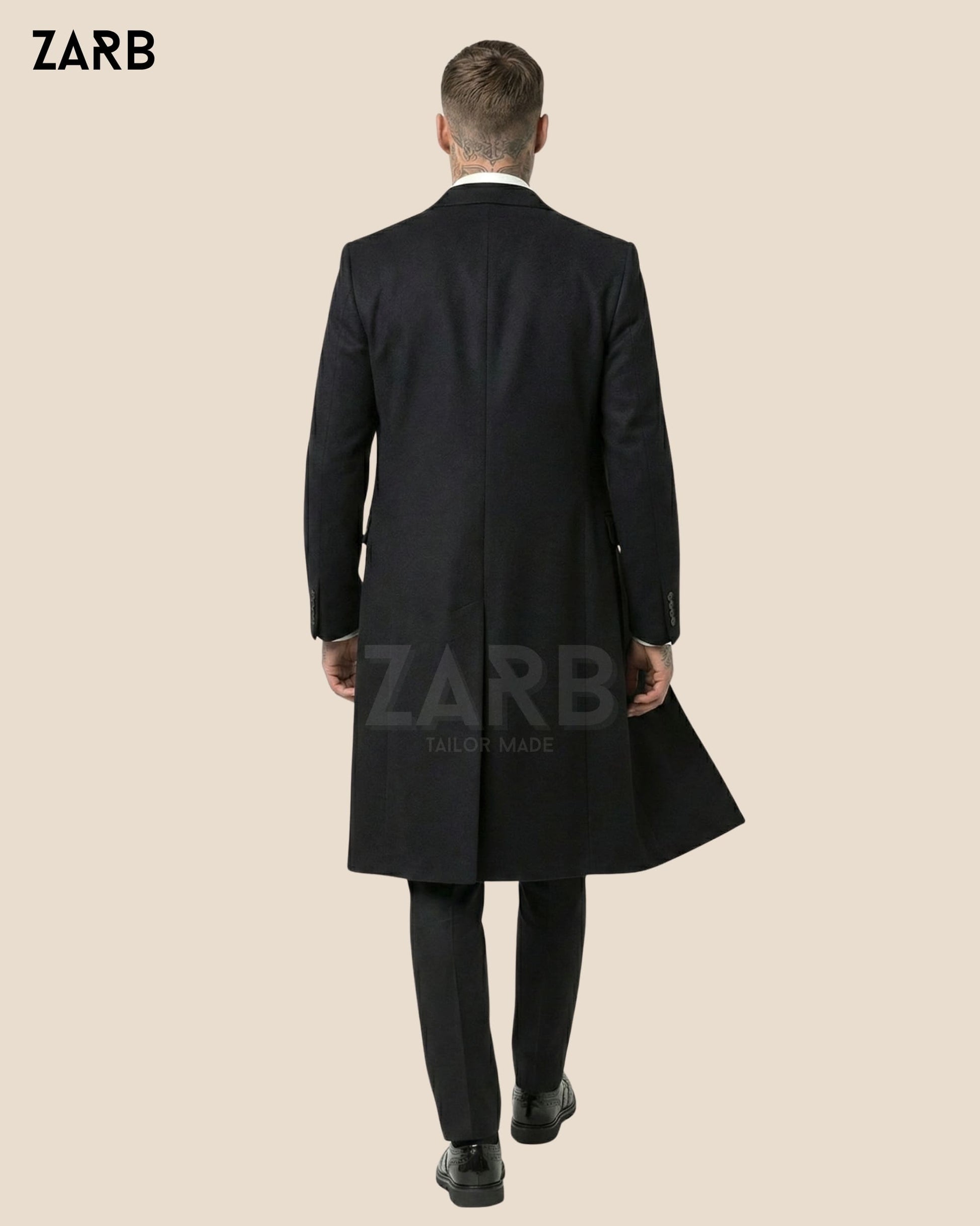Black Wool 1920s Style 3 Piece Suit with Long Coat – Vintage Formal Overcoat Outfit | Bespoke Tailored ZARB Officials