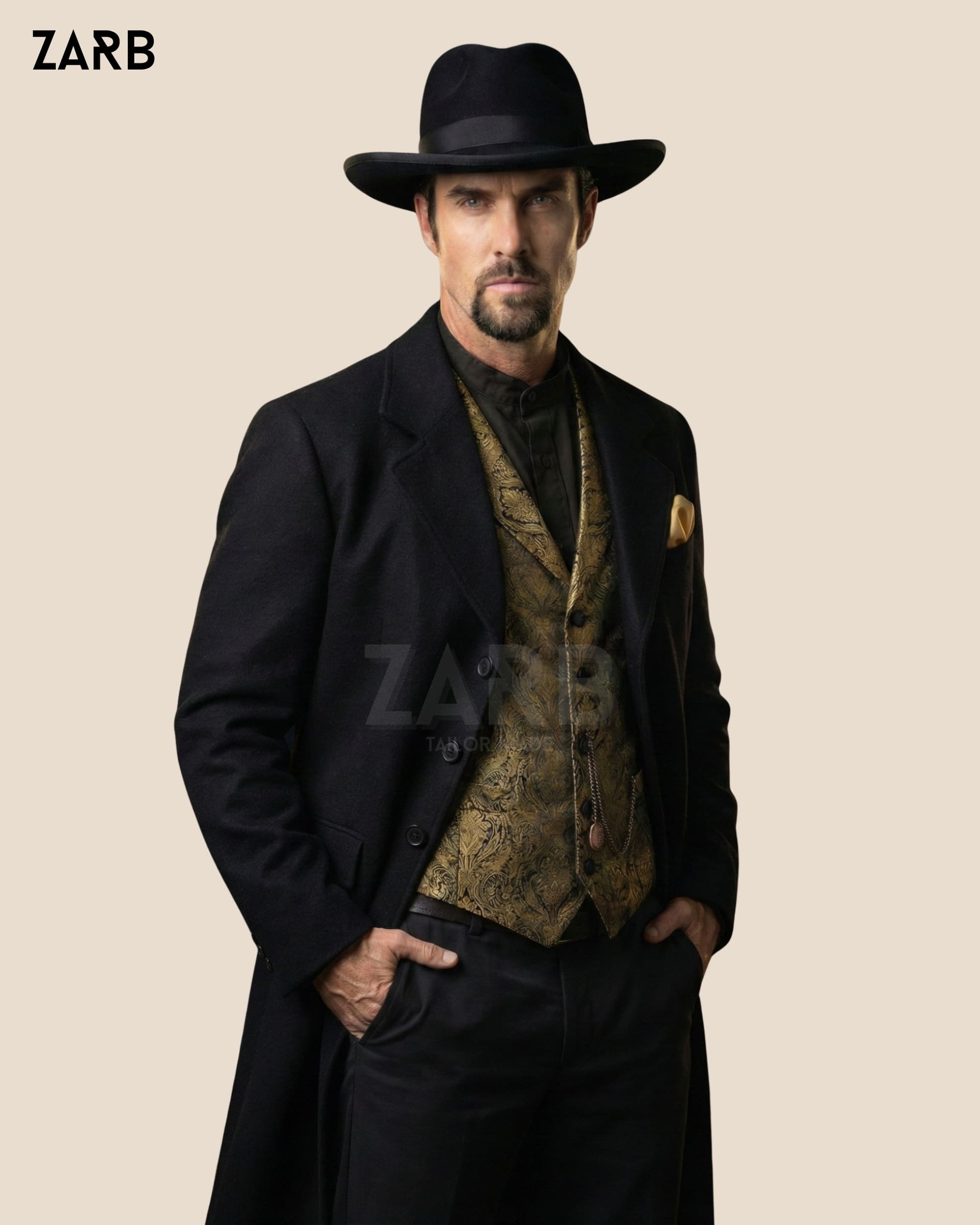Black Wool Rifle Coat for Men – Old West Tombstone Long Duster Coat | Bespoke Tailored ZARB Officials