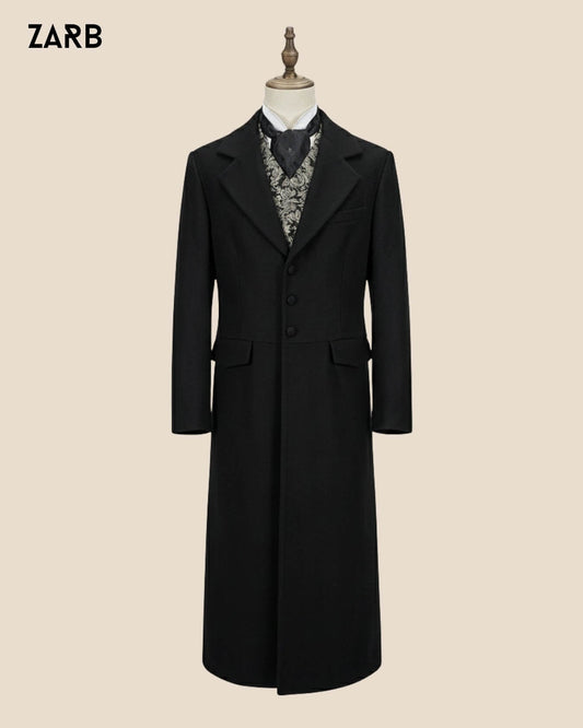 Black Wool Rifle Coat – Tombstone Old West Frock Coat for Men | Bespoke Tailored ZARB Officials