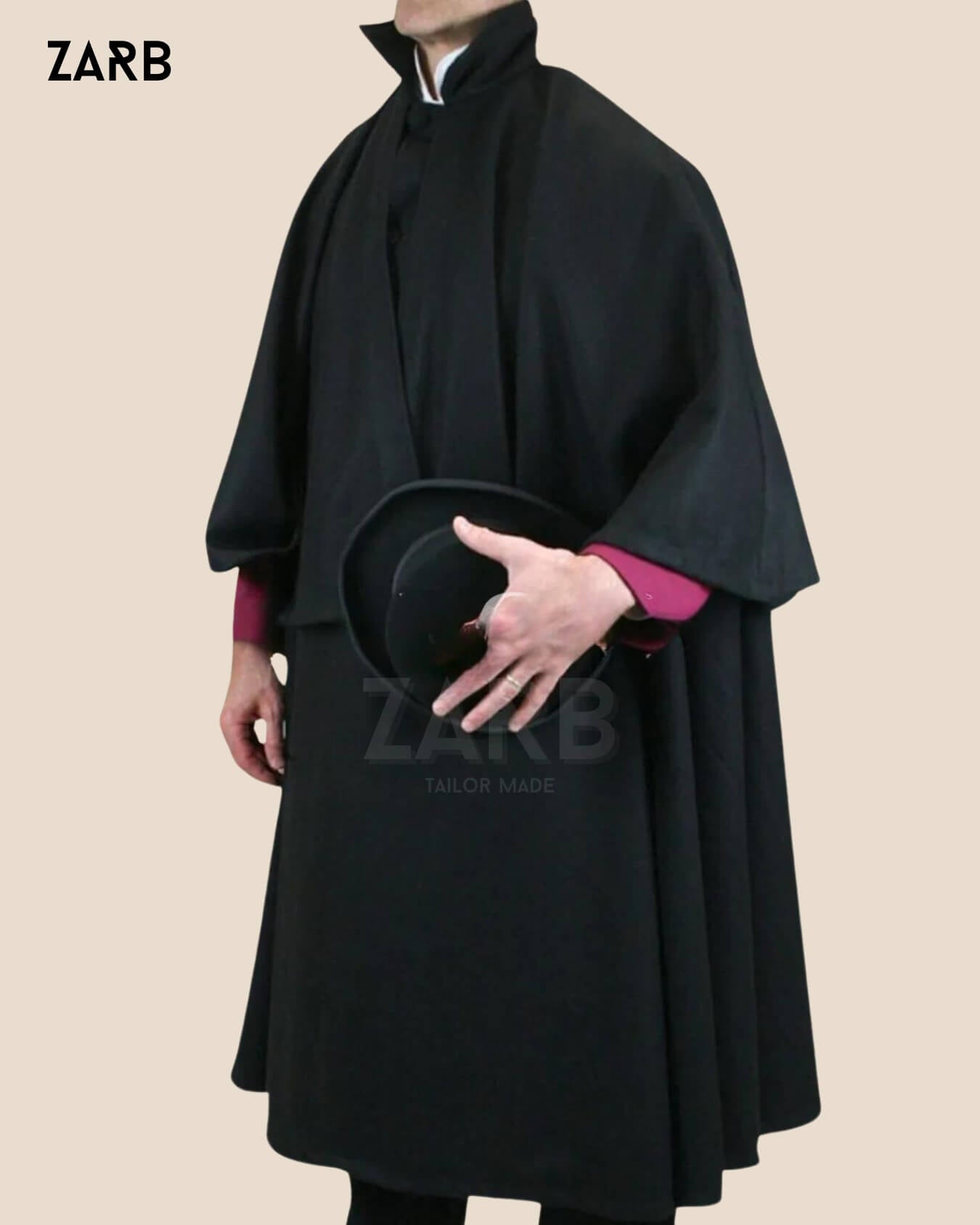 Black Wool Victorian Cloak for Men – Detective Cape Coat | Bespoke Tailored ZARB Officials