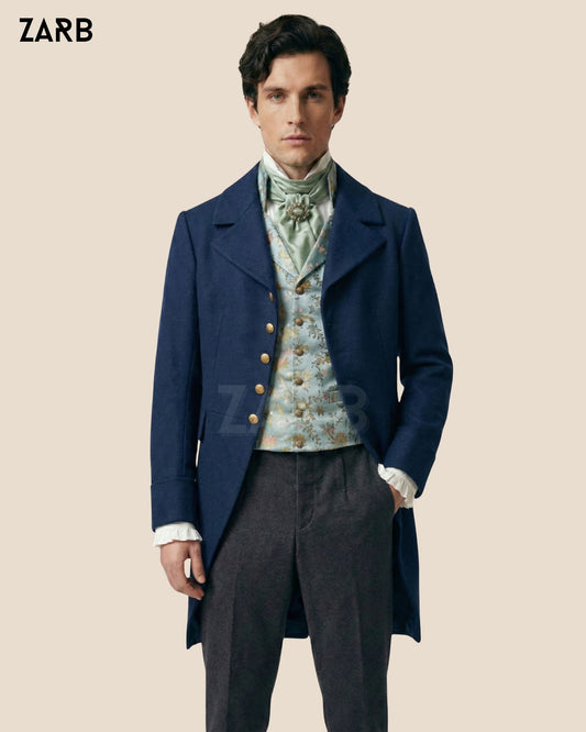 Blue Regency Tailcoat for Men – Bridgerton Style Wool Frock Coat | Custom Tailored | Bespoke Tailored ZARB Officials