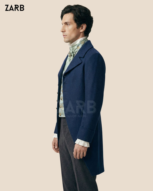 Blue Regency Tailcoat for Men – Bridgerton Style Wool Frock Coat | Custom Tailored | Bespoke Tailored ZARB Officials
