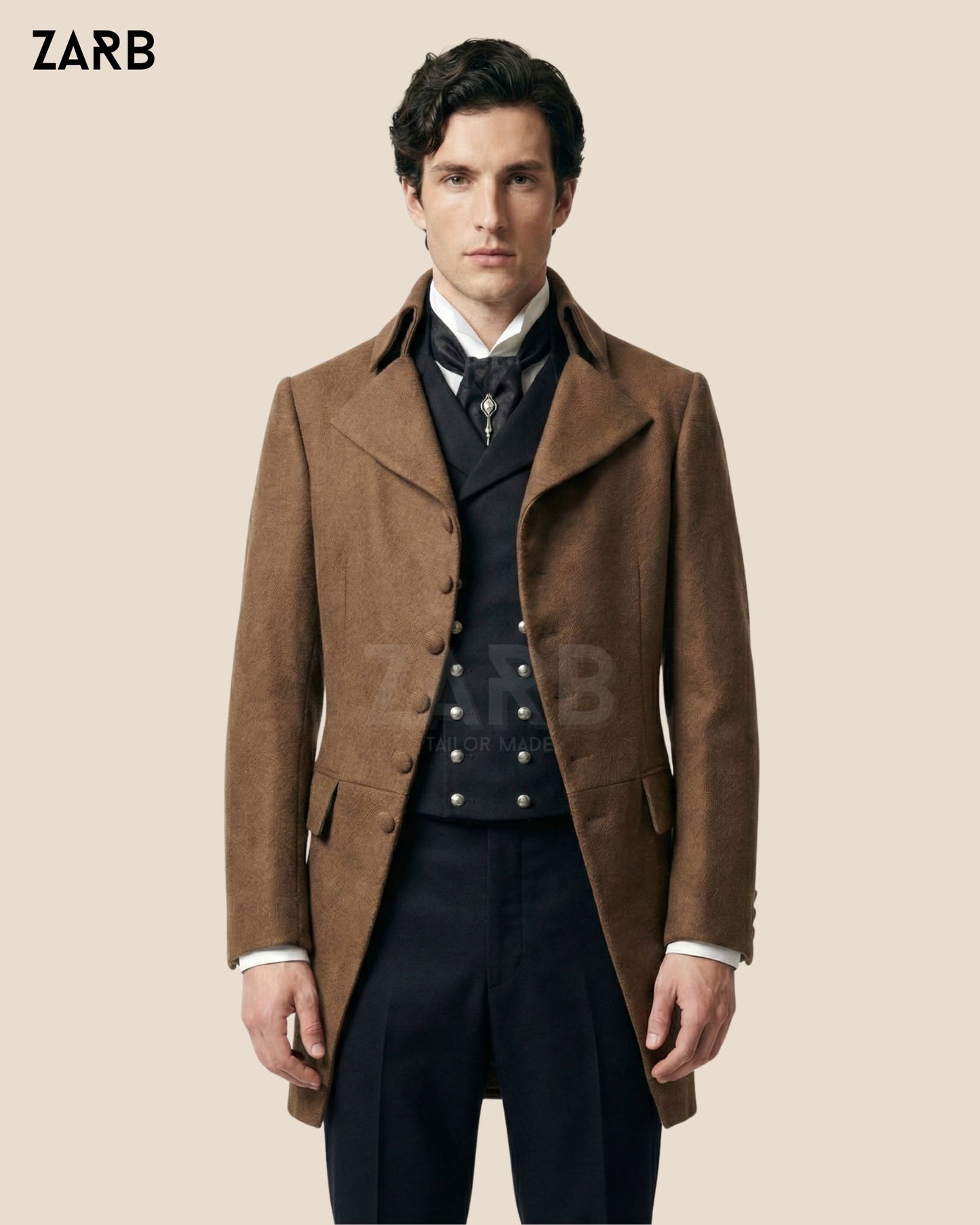 Brown Regency Tailcoat for Men – Bridgerton Style Wool Frock Coat | Custom Tailored | Bespoke Tailored ZARB Officials