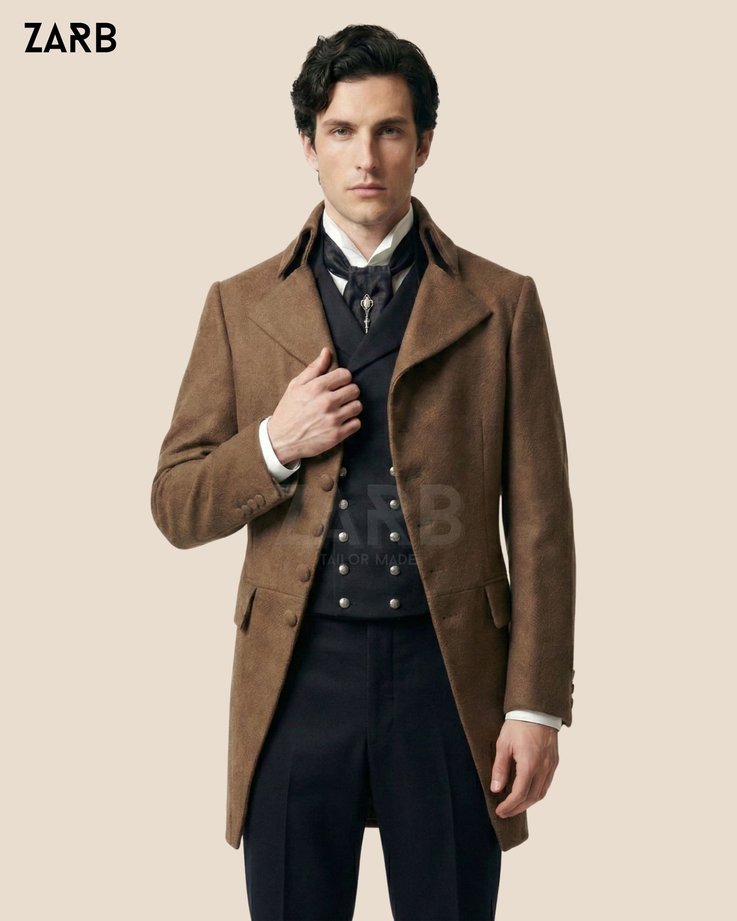 Brown Regency Tailcoat for Men – Bridgerton Style Wool Frock Coat | Custom Tailored | Bespoke Tailored ZARB Officials