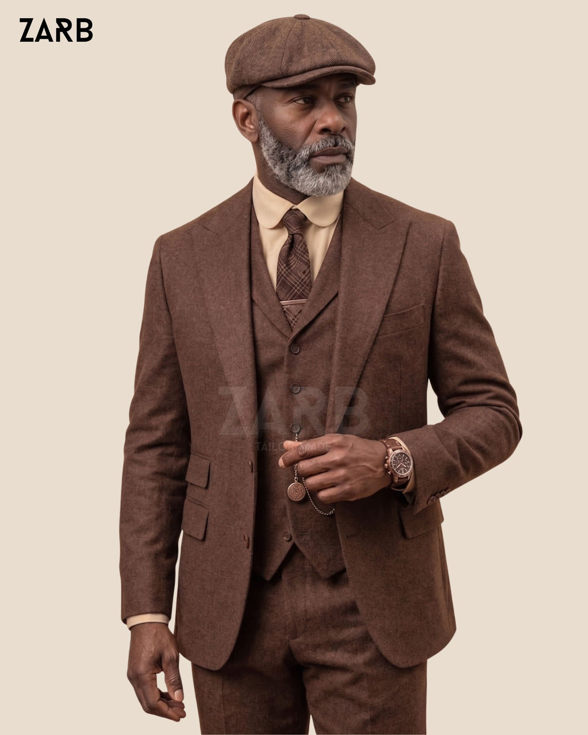Brown Tweed 3 Piece Suit Men | Peaky Blinders Style | Custom Tailored | Bespoke Tailored ZARB Officials