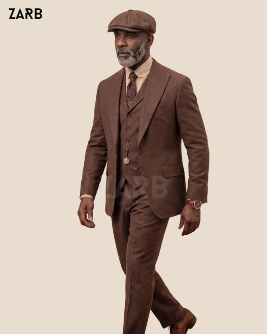 Brown Tweed 3 Piece Suit Men | Peaky Blinders Style | Custom Tailored | Bespoke Tailored ZARB Officials
