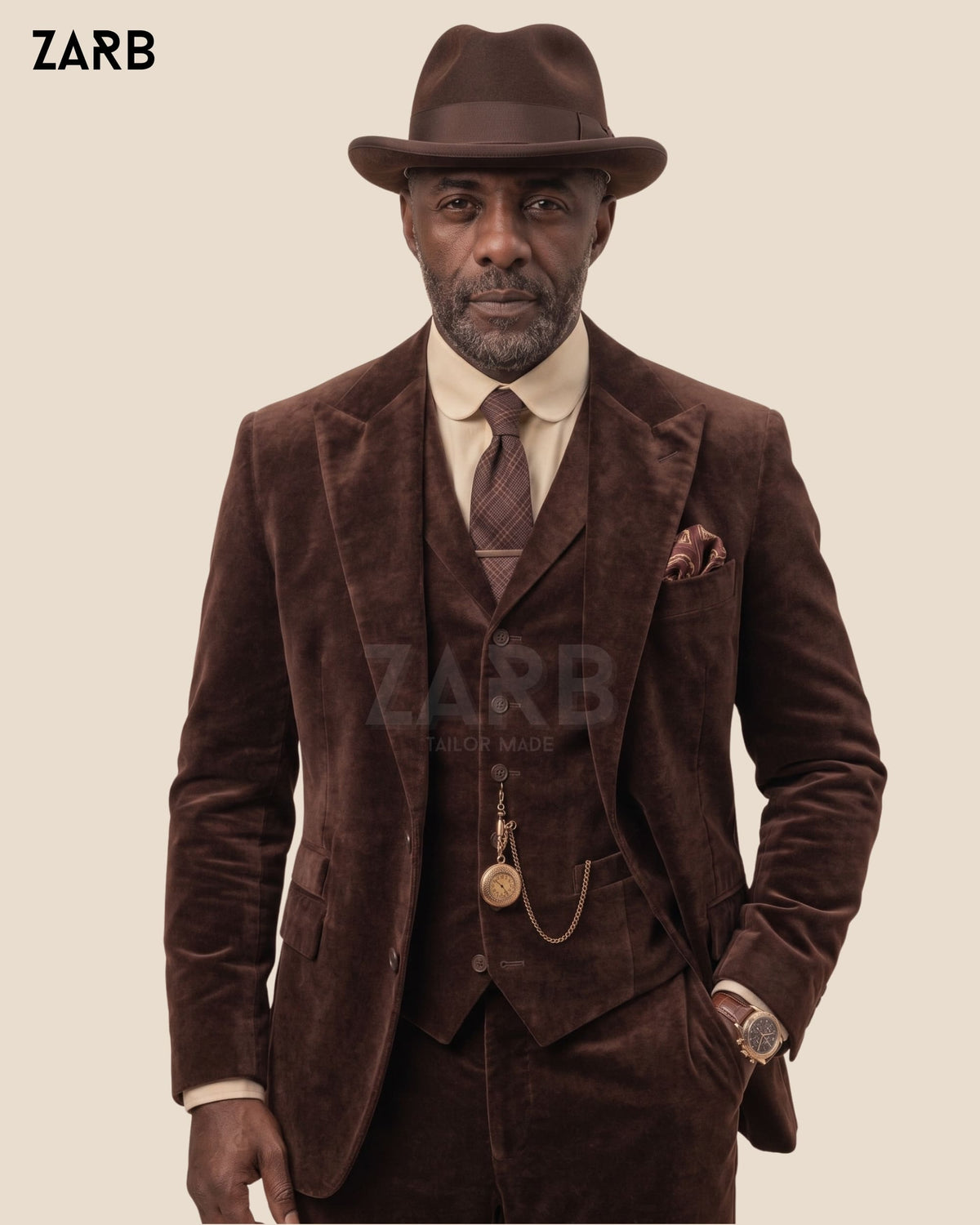 Brown Velvet 3 Piece Suit Men | Vintage Wedding Suit | Tailored | Bespoke Tailored ZARB Officials