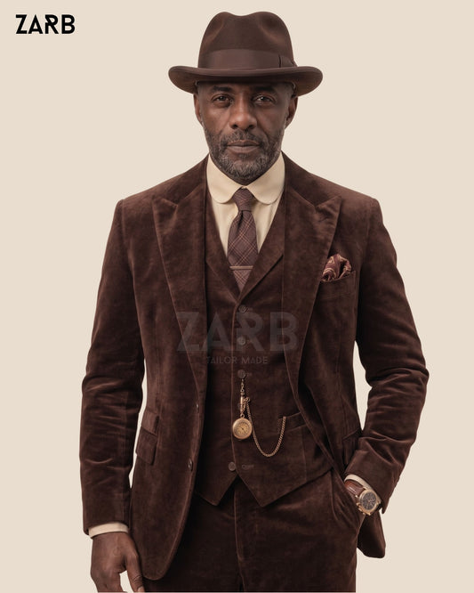Brown Velvet 3 Piece Suit Men | Vintage Wedding Suit | Tailored | Bespoke Tailored ZARB Officials