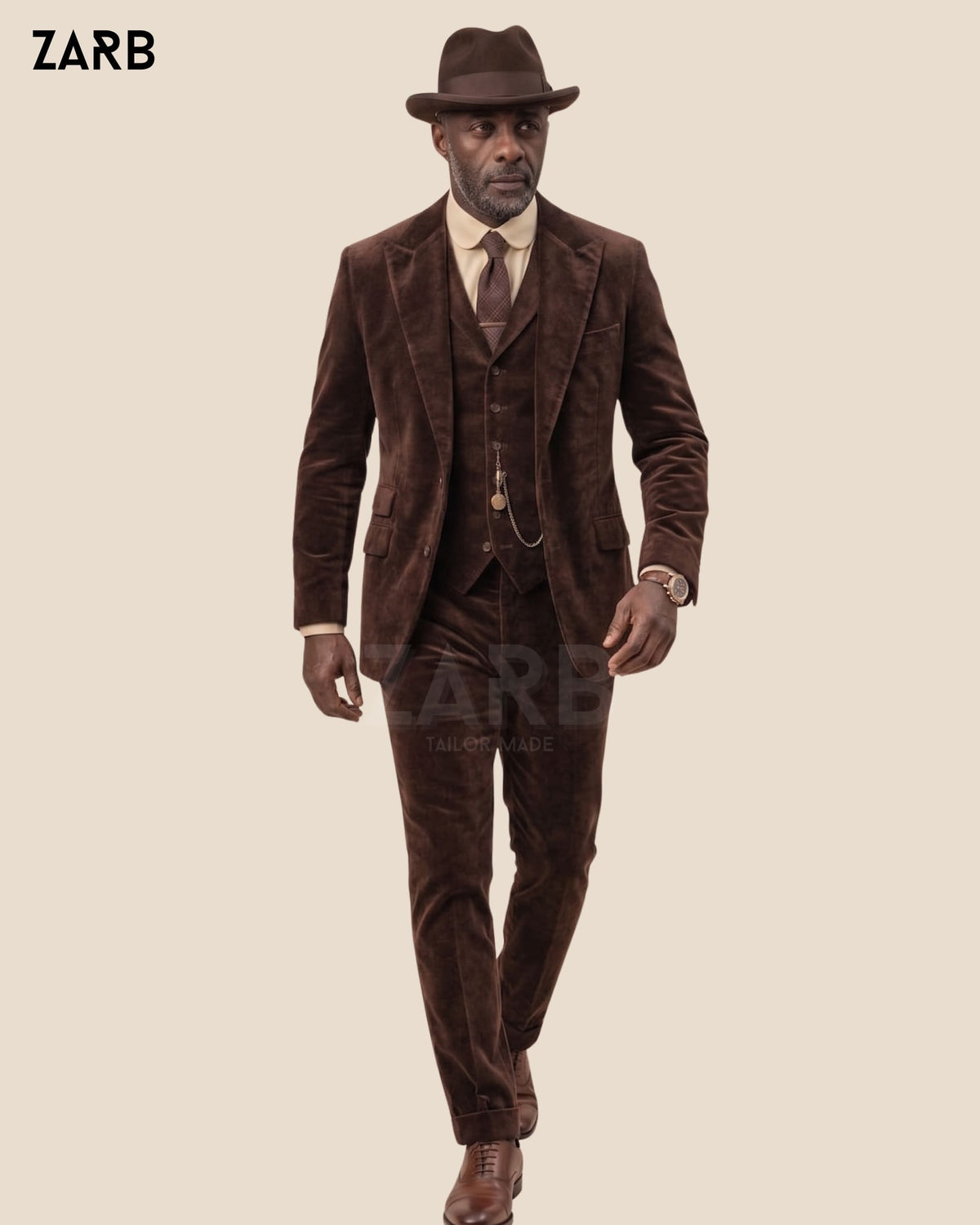 Brown Velvet 3 Piece Suit Men | Vintage Wedding Suit | Tailored | Bespoke Tailored ZARB Officials