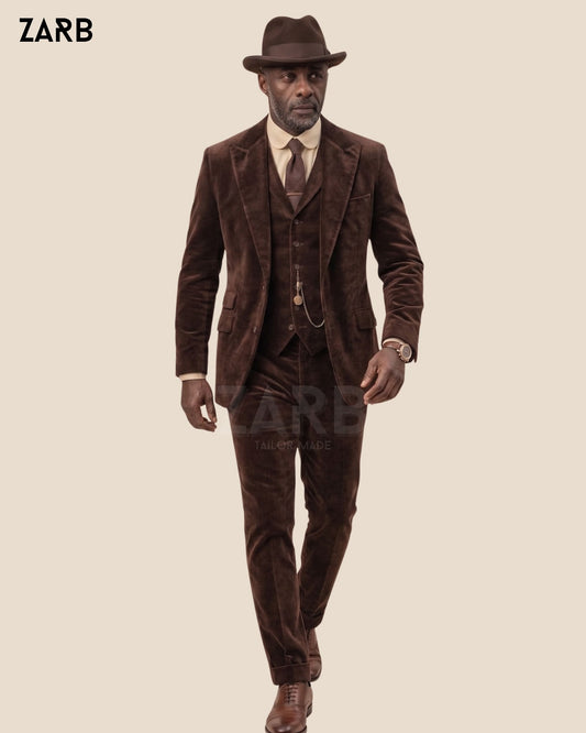 Brown Velvet 3 Piece Suit Men | Vintage Wedding Suit | Tailored | Bespoke Tailored ZARB Officials