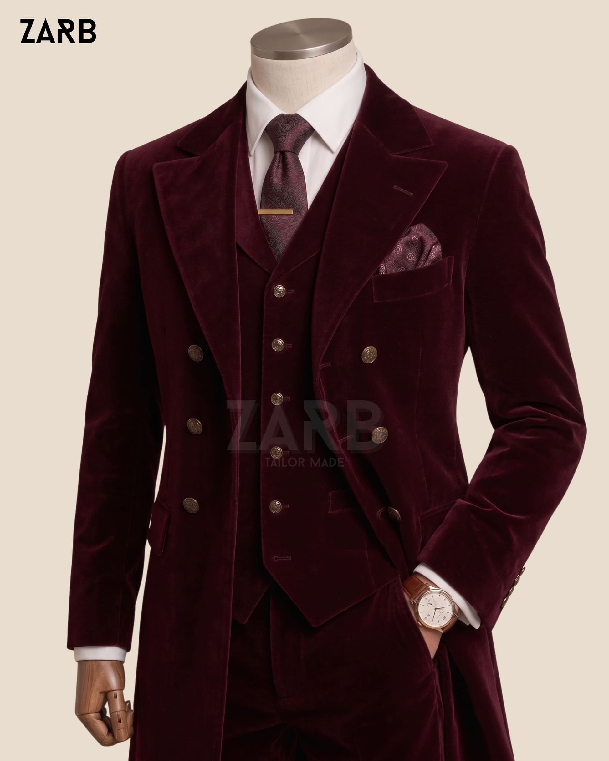 Burgundy Velvet Frock Coat | Victorian Gothic Suit | Zarb Custom Tailored | Bespoke Tailored ZARB Officials