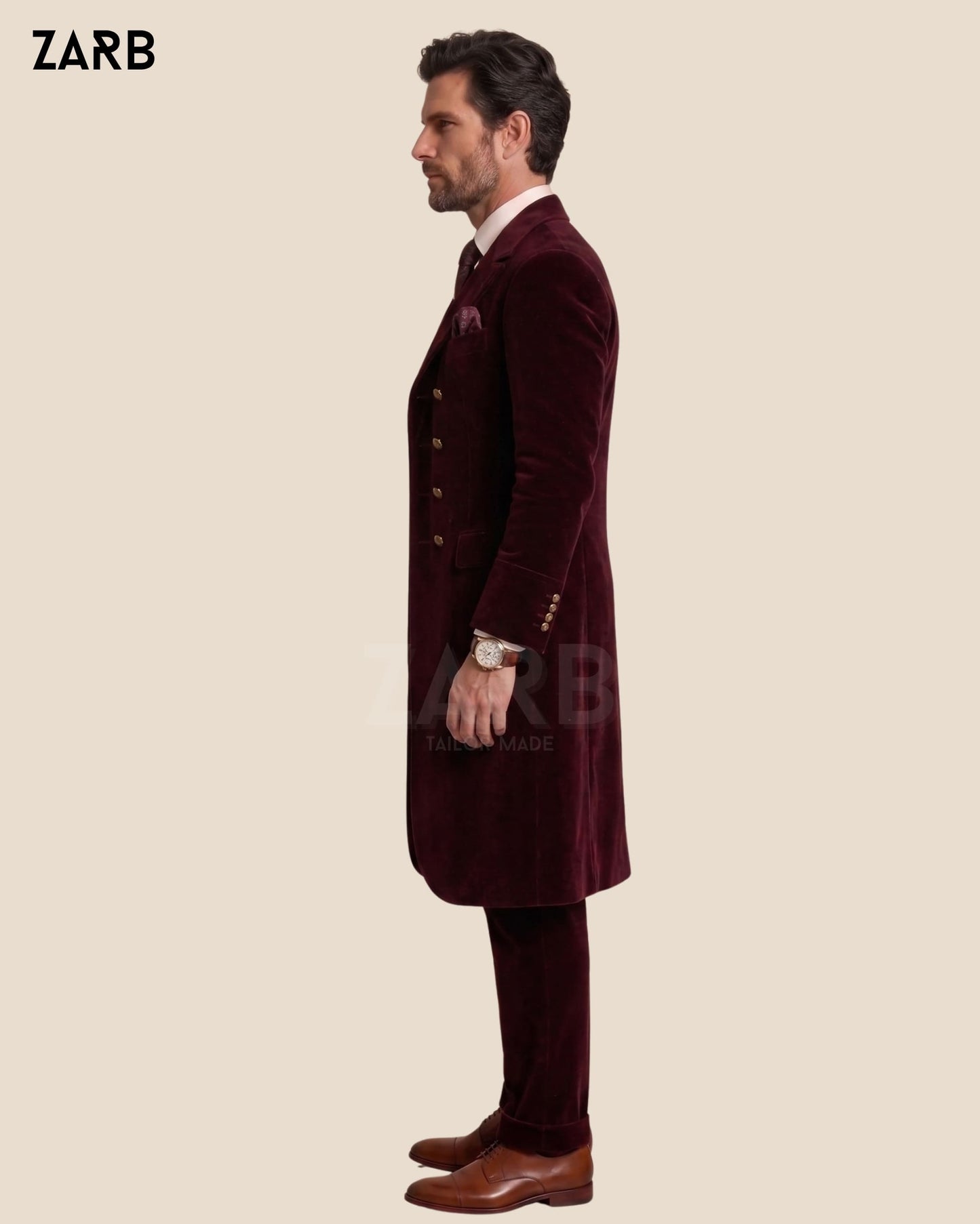 Burgundy Velvet Frock Coat | Victorian Gothic Suit | Zarb Custom Tailored | Bespoke Tailored ZARB Officials