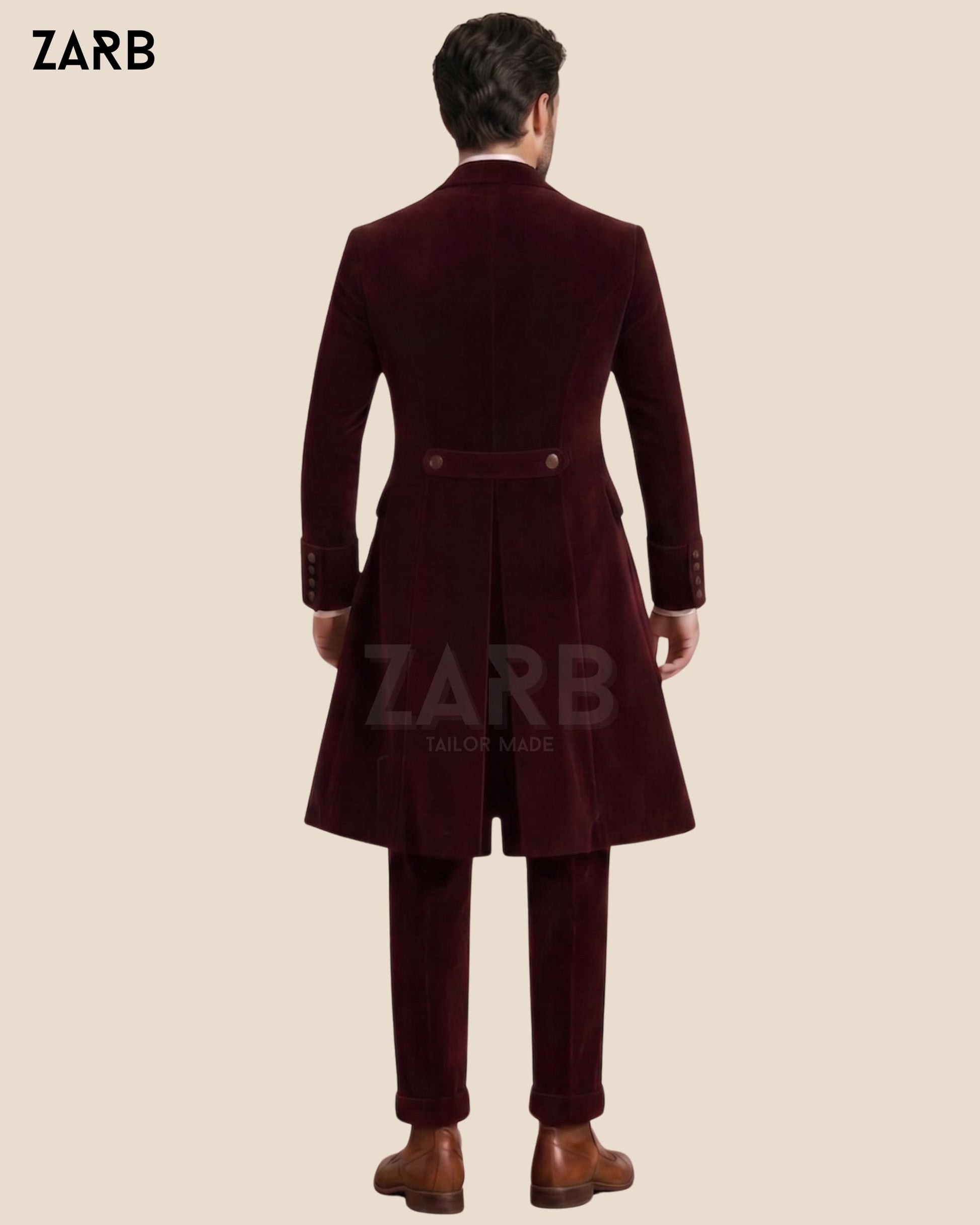 Burgundy Velvet Frock Coat | Victorian Gothic Suit | Zarb Custom Tailored | Bespoke Tailored ZARB Officials