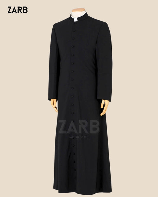 Custom Black Soutane Noire – Made-to-Measure Roman Cassock | Bespoke Tailored ZARB Officials