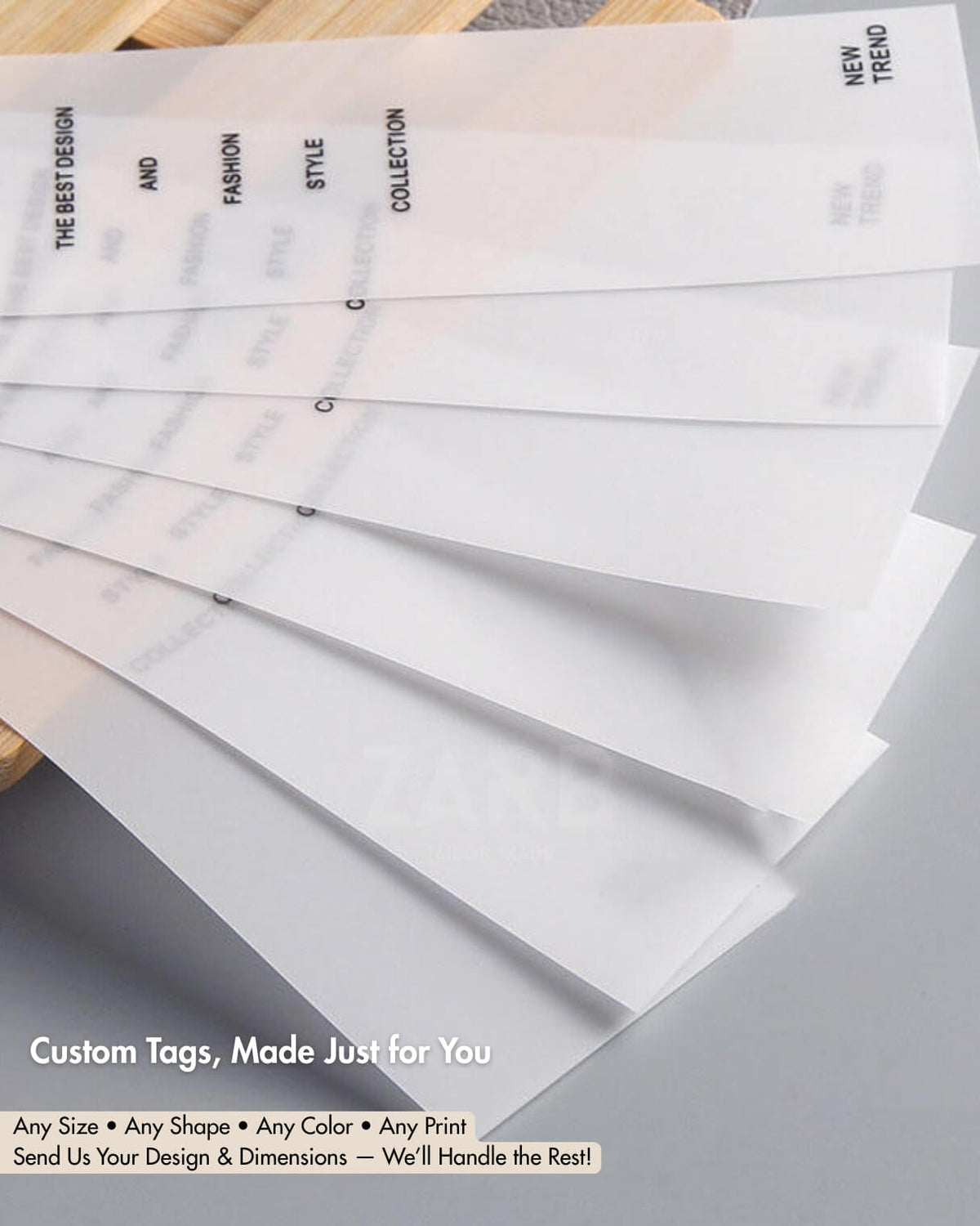 Custom Hang Tags Set (3-Piece) - Personalized Brand Tags with Logo & Design - Any Size, Shape & Color | Bespoke Tailored ZARB Officials