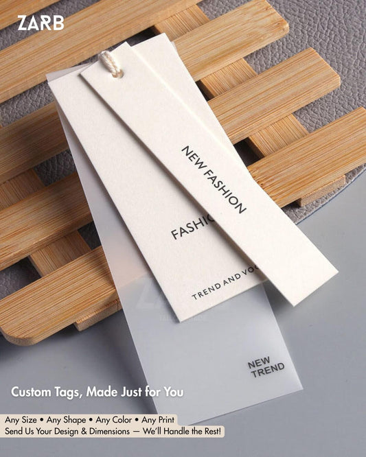 Custom Hang Tags Set (3-Piece) - Personalized Brand Tags with Logo & Design - Any Size, Shape & Color | Bespoke Tailored ZARB Officials