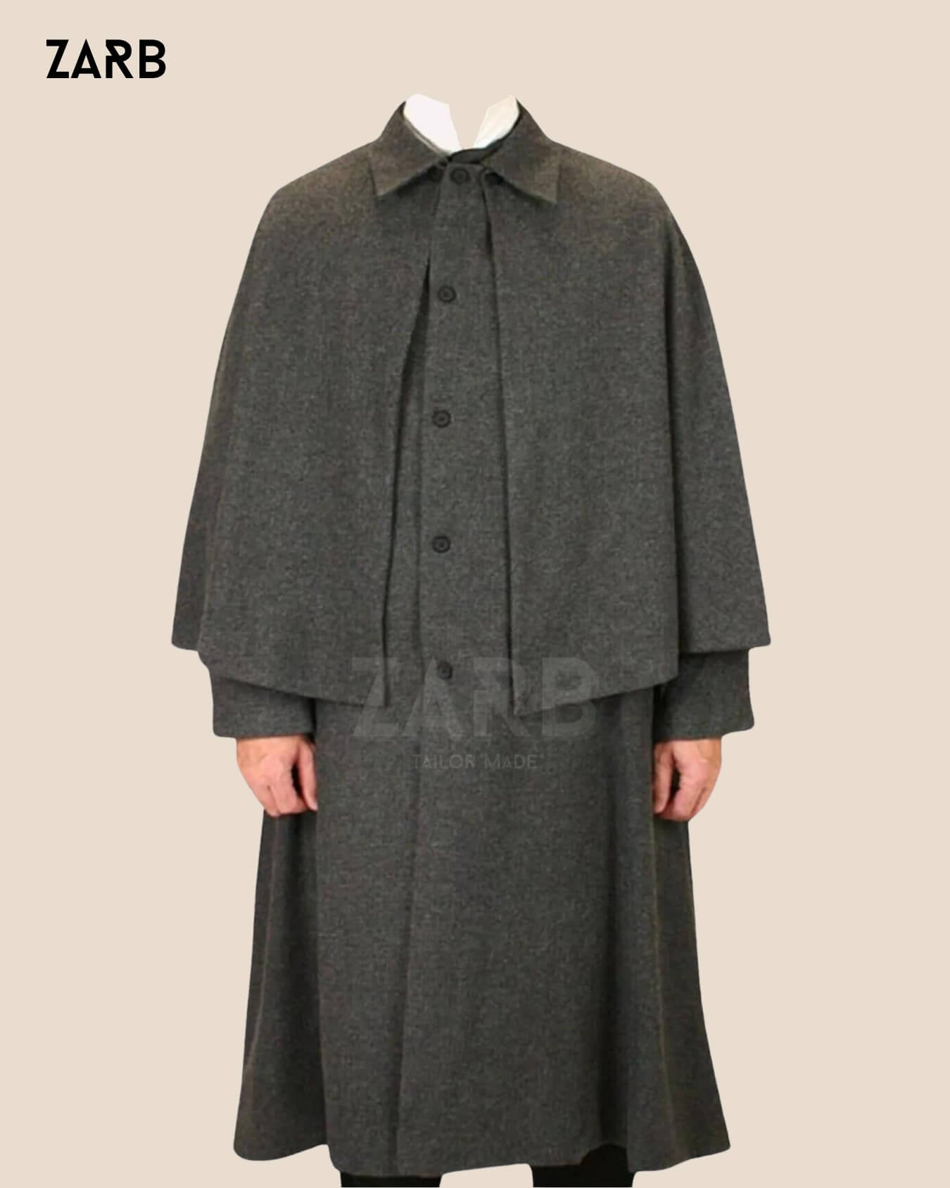 Gray Inverness Cape Coat – Sherlock Holmes Style | Bespoke Tailored ZARB Officials