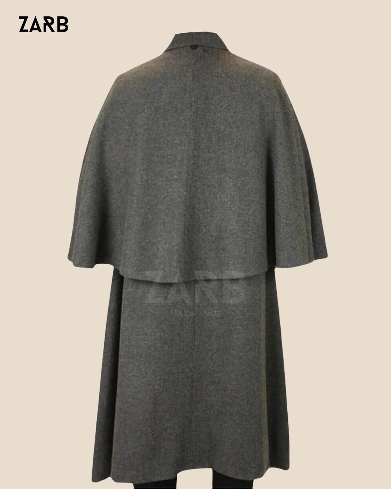 Gray Inverness Cape Coat – Sherlock Holmes Style | Bespoke Tailored ZARB Officials