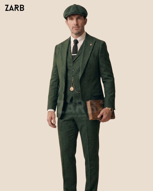 Green Tweed 3 Piece Suit Men | Peaky Blinders Style | Custom Tailored | Bespoke Tailored ZARB Officials