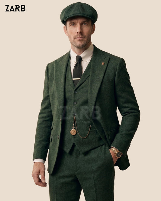 Green Tweed 3 Piece Suit Men | Peaky Blinders Style | Custom Tailored | Bespoke Tailored ZARB Officials