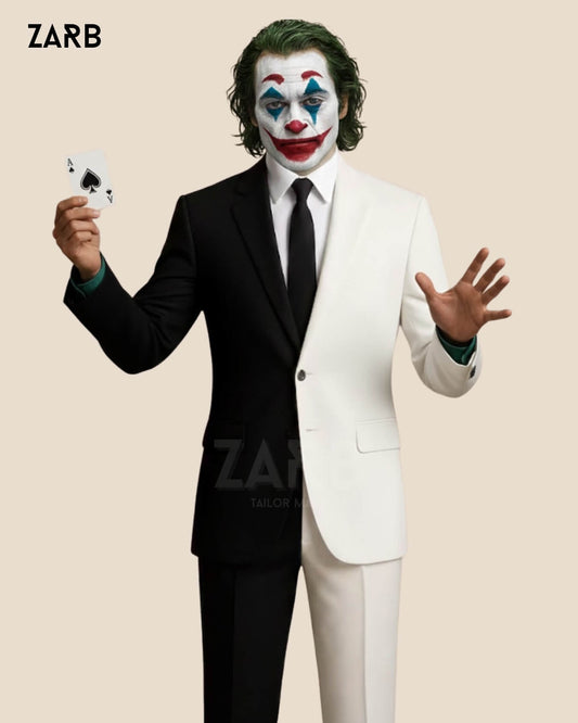 Half Black Half White Joker Suit | Two Tone Villain Cosplay Costume | Bespoke Tailored ZARB Officials