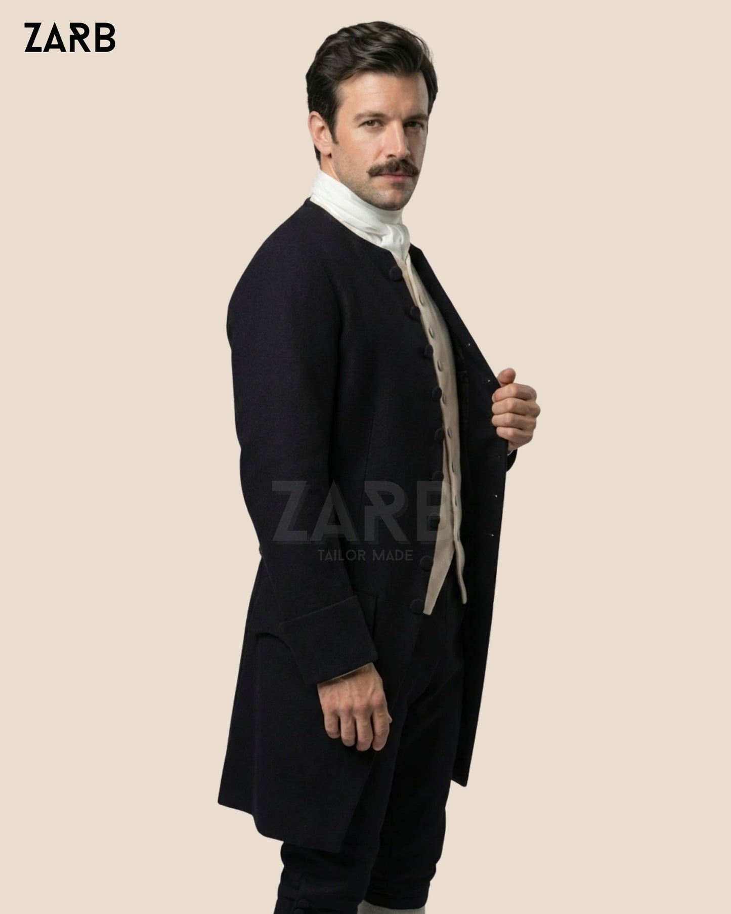Men’s Black Colonial Frock Coat – 18th Century Revolutionary War Style Coat | Bespoke Tailored ZARB Officials